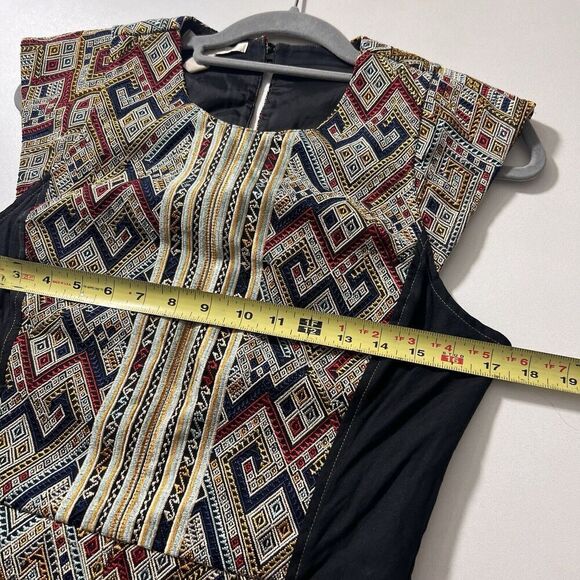 Burning Torch Top Women’s M Peplum Full Embroidered Geometric Structured Blouse - Picture 4 of 6